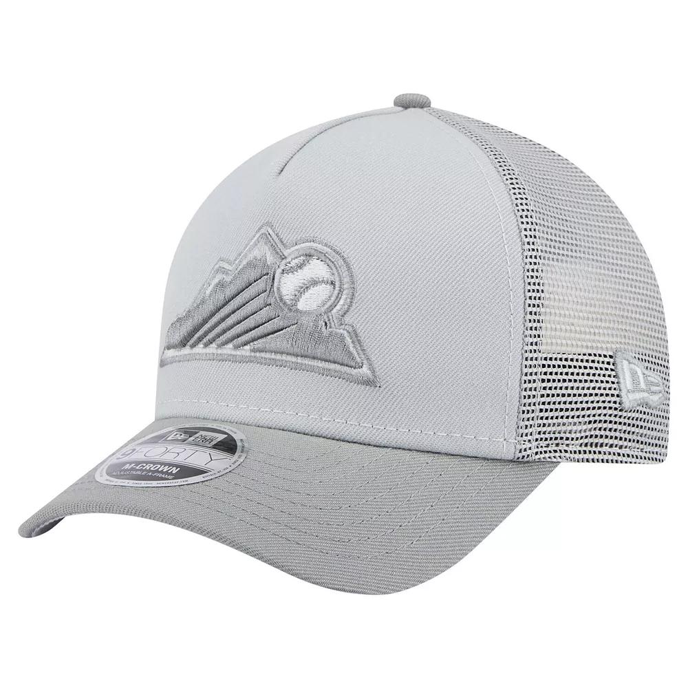 Men's New Era Gray Colorado Rockies Color Pack A-Frame 9FORTY Trucker Adjustable Hat, Grey Product Image
