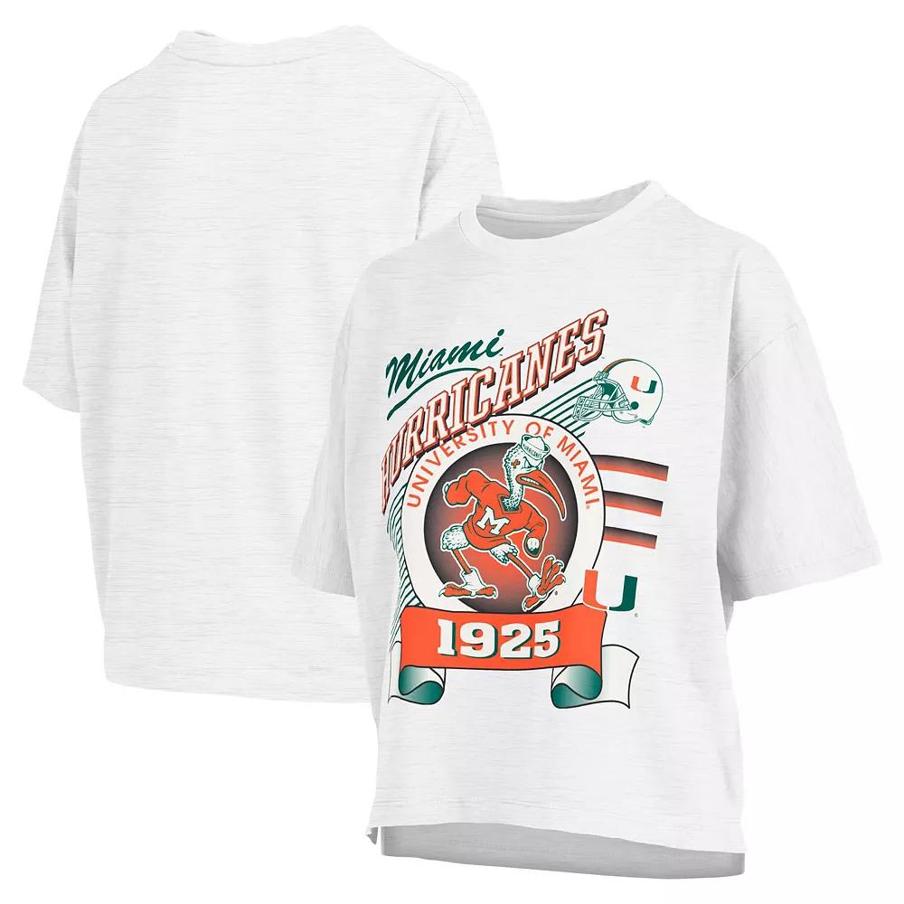 Women's Pressbox White Miami Hurricanes Rock & Roll Slub T-Shirt,  Product Image