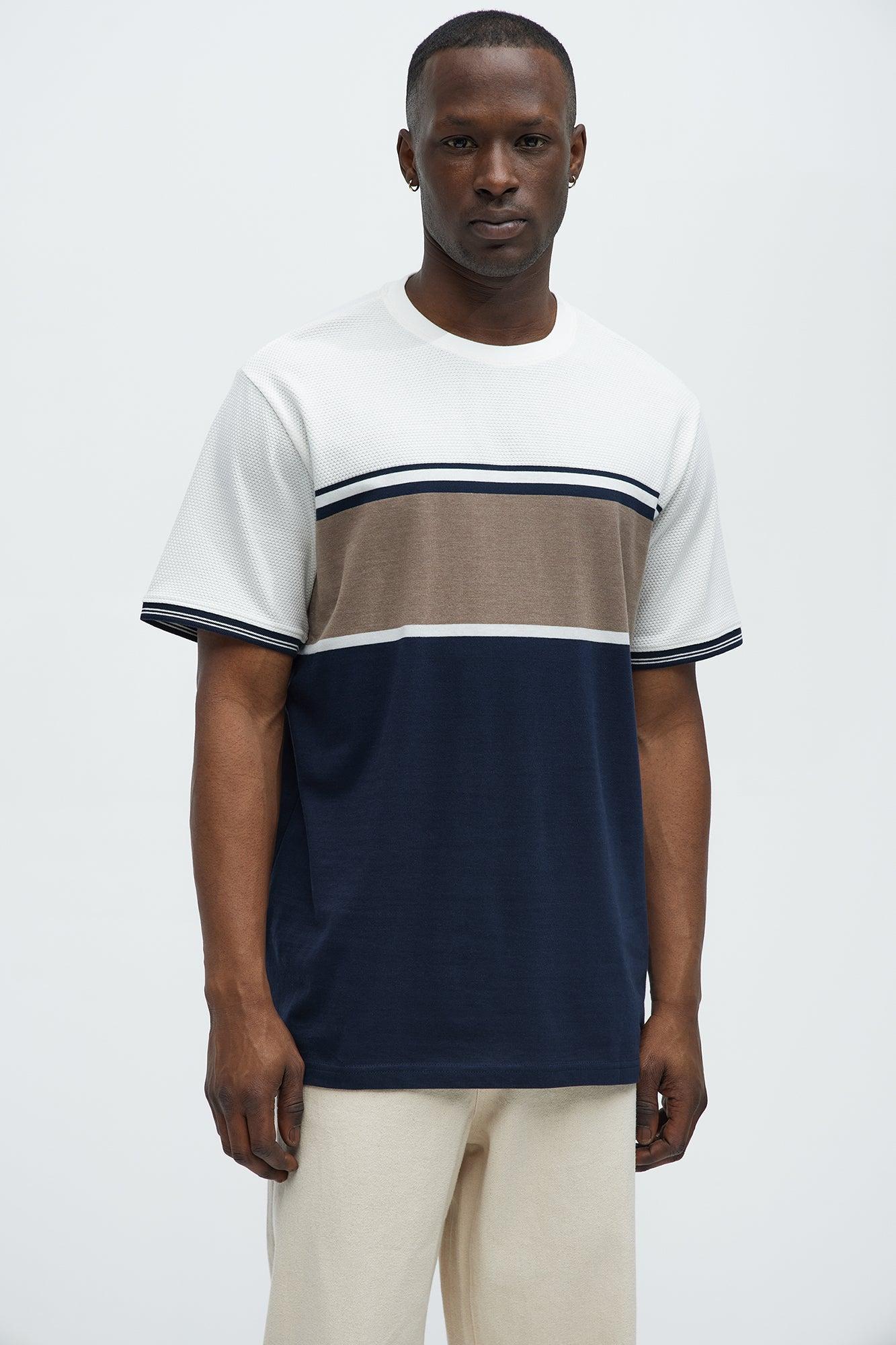 Colorblock Striped Short Sleeve Tee - Off White/combo Product Image
