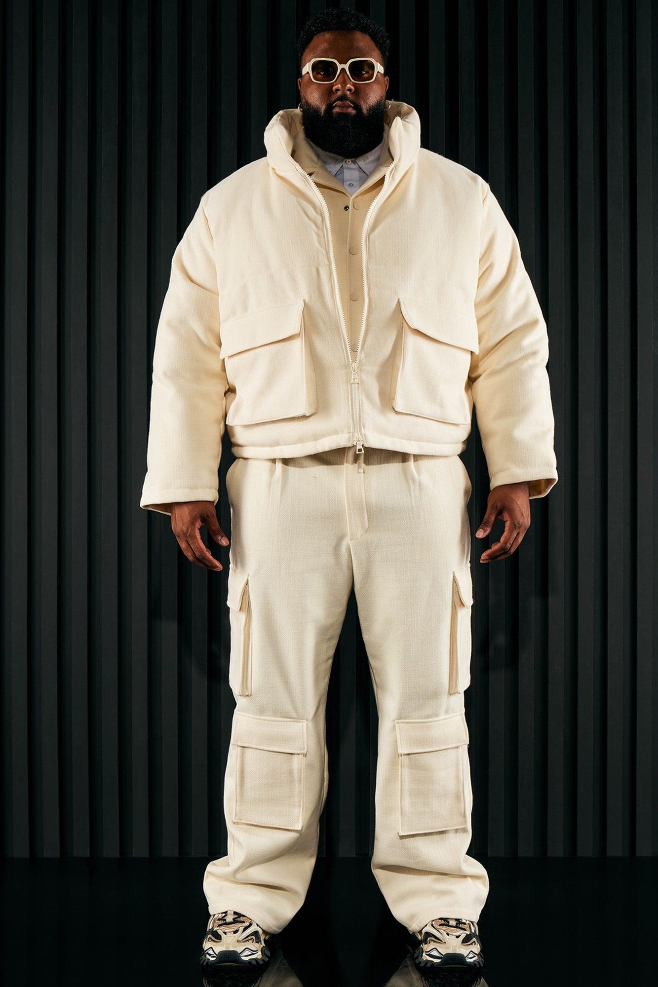 Wilder Textured Weave Cropped Puffer - Cream Product Image