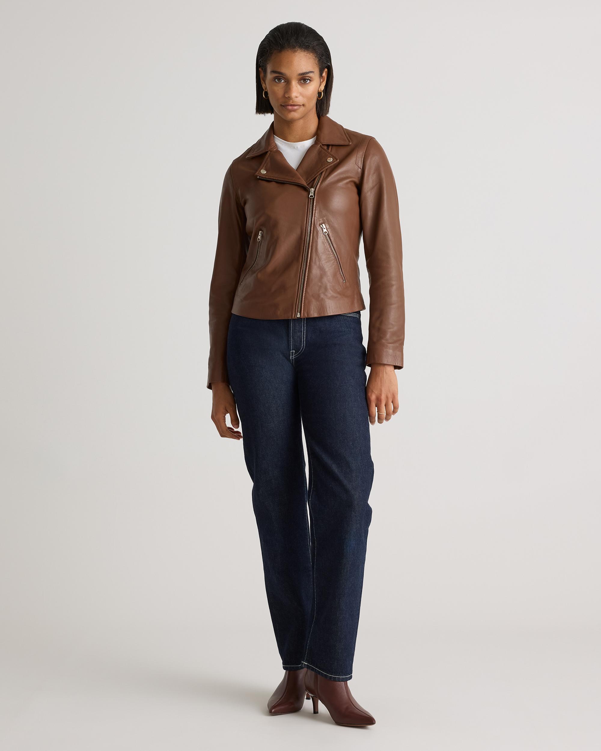 Quince | Women's 100% Washed Leather Biker Jacket Product Image