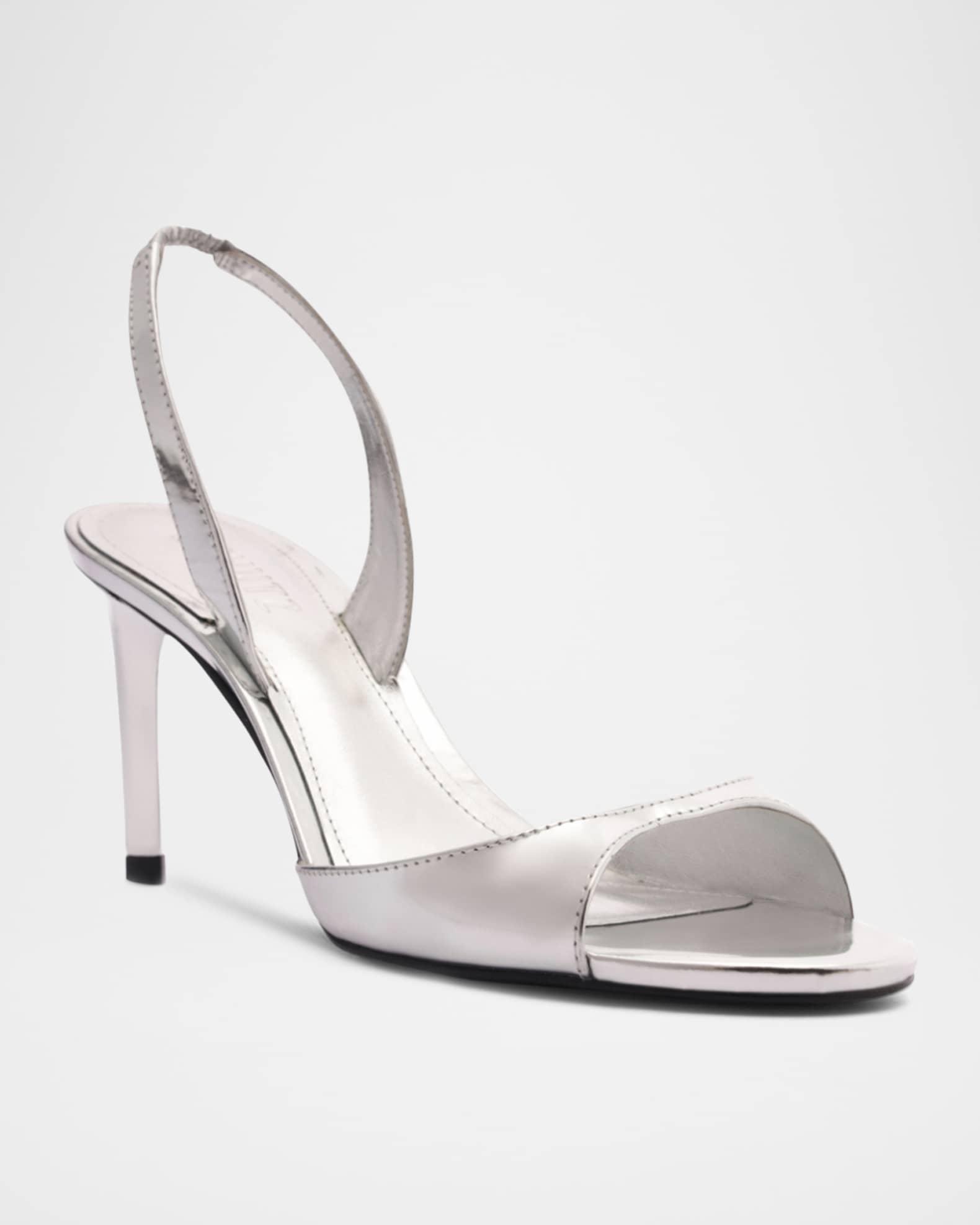 Scarlett Metallic Leather Mid-Heel Slingback Sandals Product Image