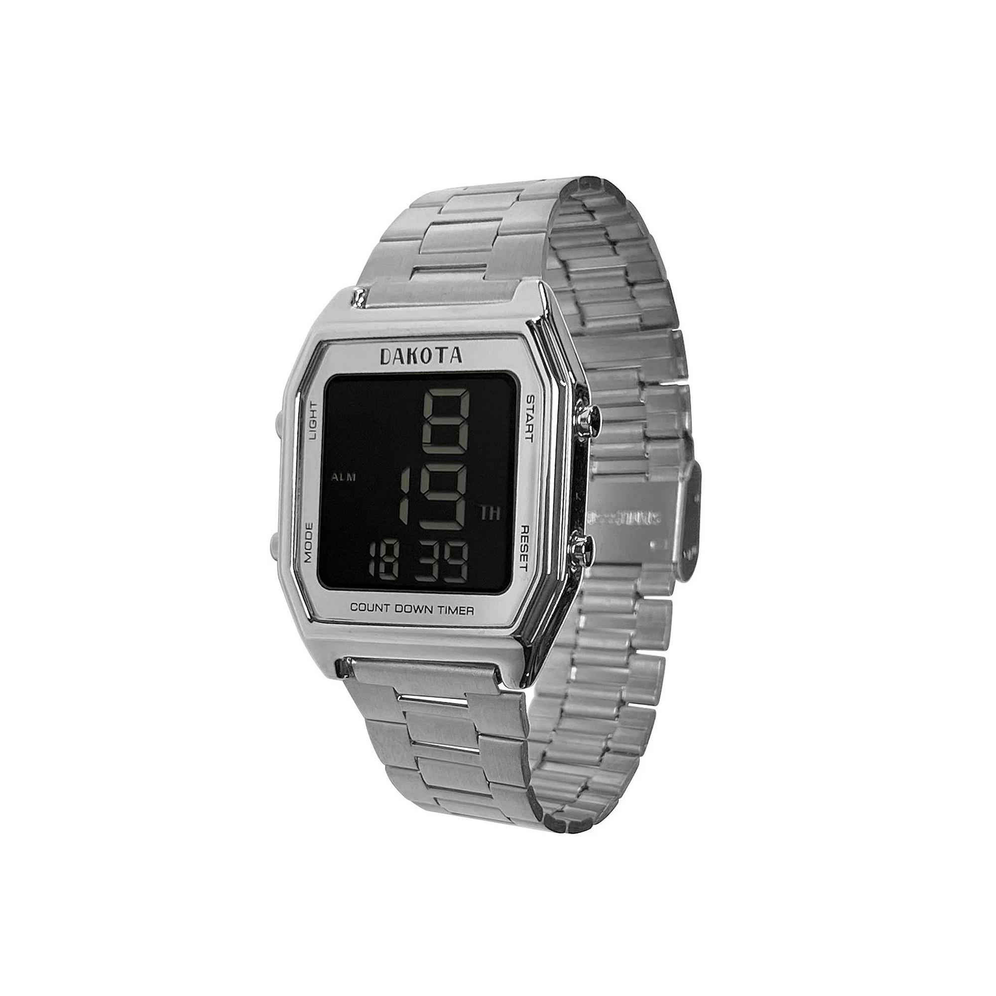 Dakota Men's Stainless Steel Square Digital Chronograph Watch, Size: Large, Silver Product Image