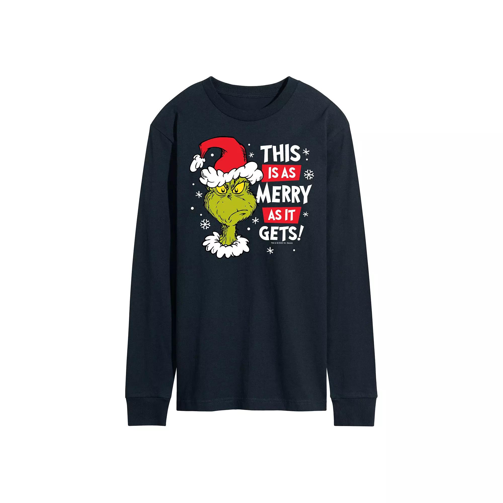 Men's Dr. Seuss Grinch This Is As Merry As It Gets Long Sleeve Tee,  Product Image
