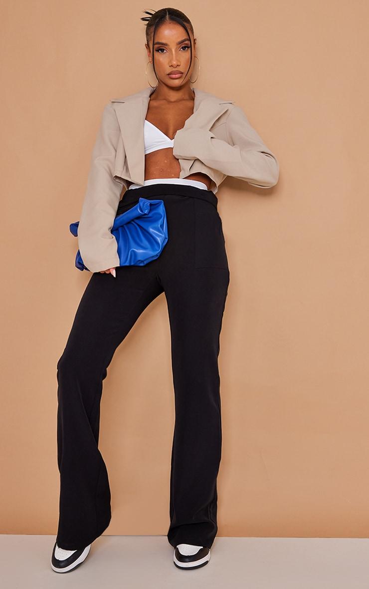 Stone Basic Seam Detail Woven Cropped Blazer Product Image