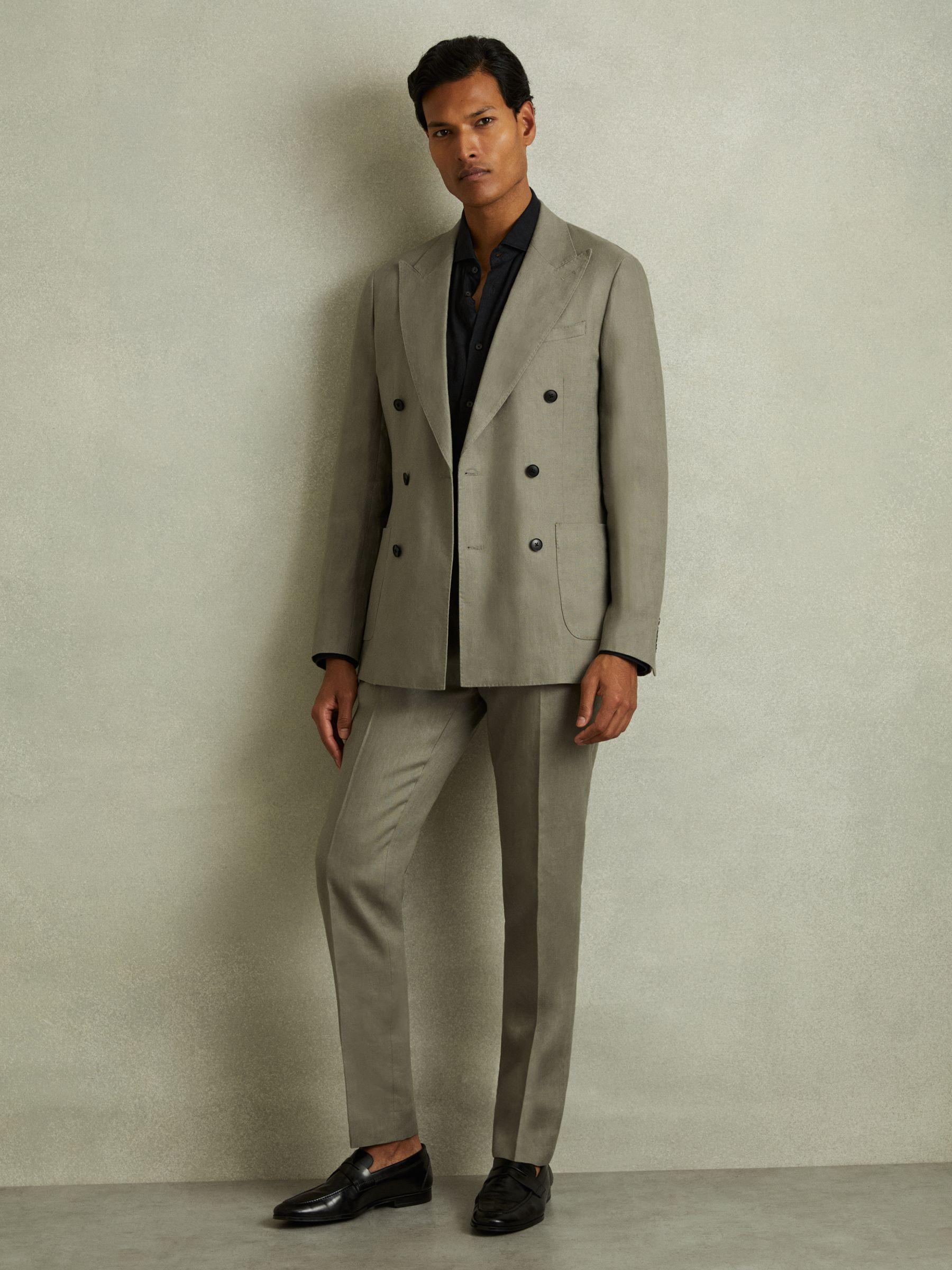 Linen Side Adjuster Trousers in Light Sage Green Product Image