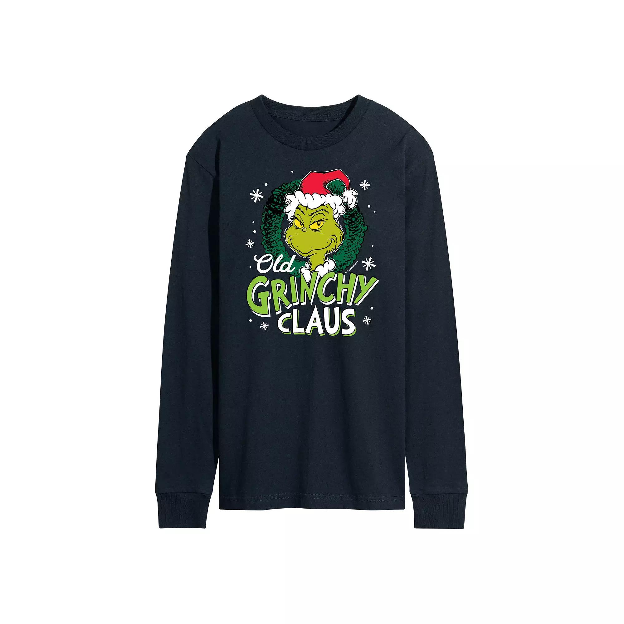 Men's Dr. Seuss Grinch Old Grinchy Claus Long Sleeve Tee,  Product Image