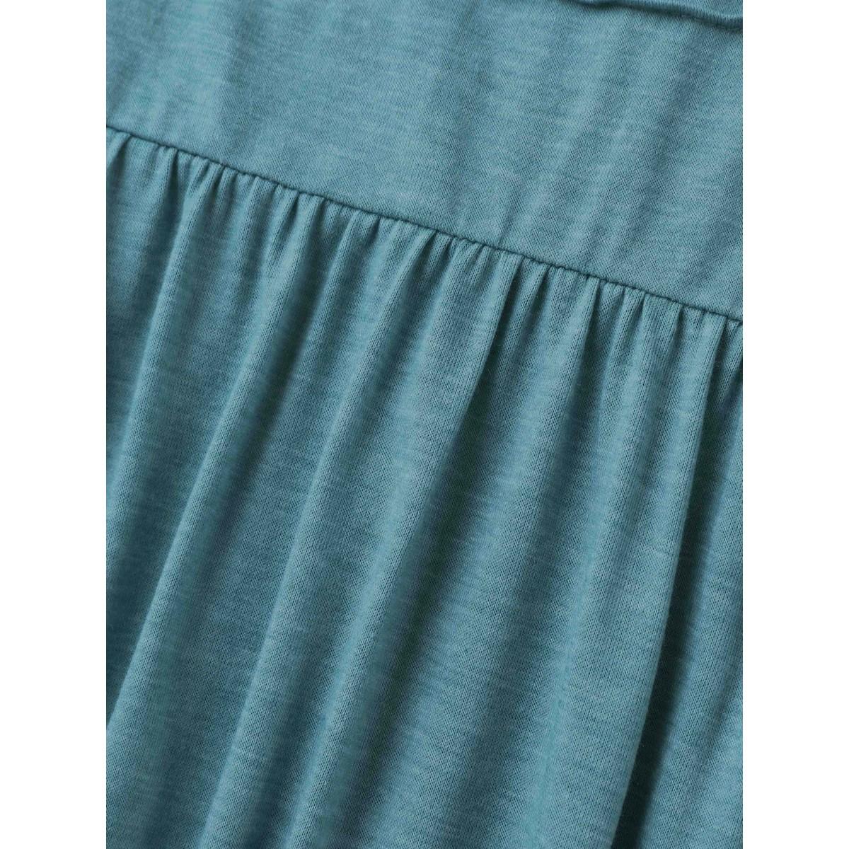 Plus Size Seam Bodice Heather Knit Plain Midi Dress Cerulean Women Knit Dresses Bloomchic 14-16/1X Product Image