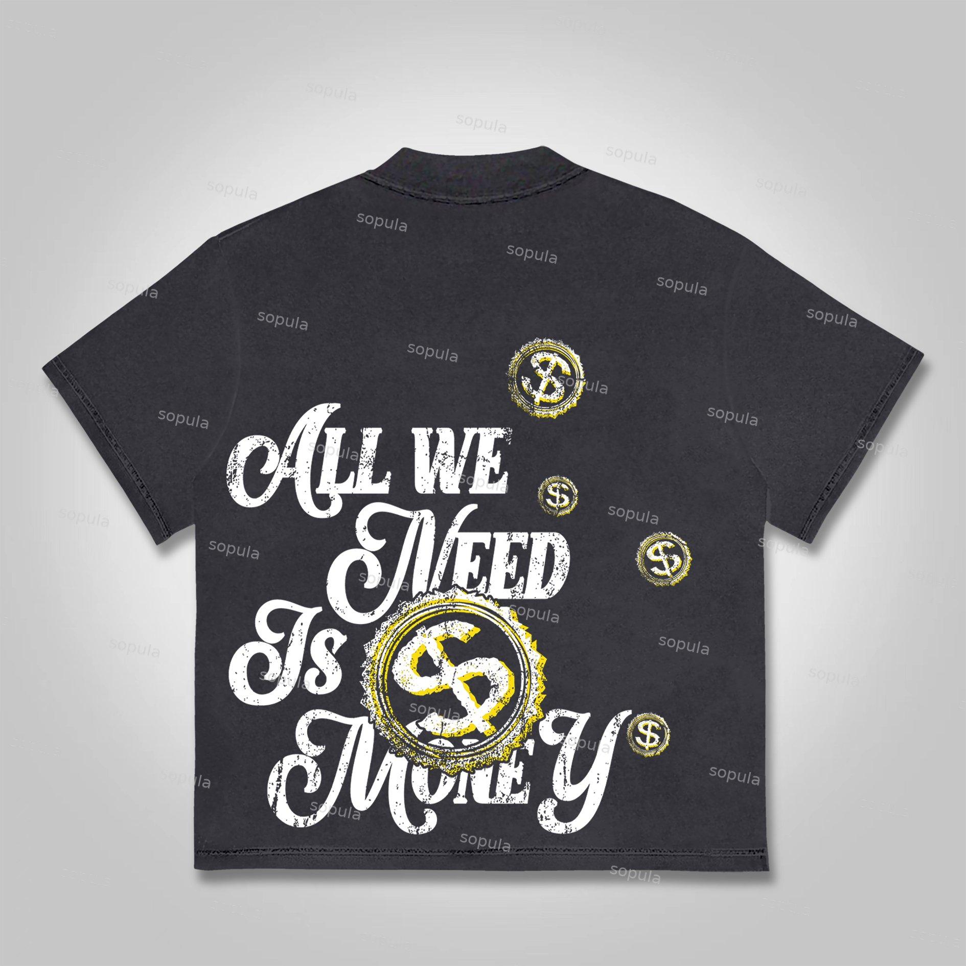 Sopula All We Need Is Money Graphic Print Cotton T-shirt Product Image