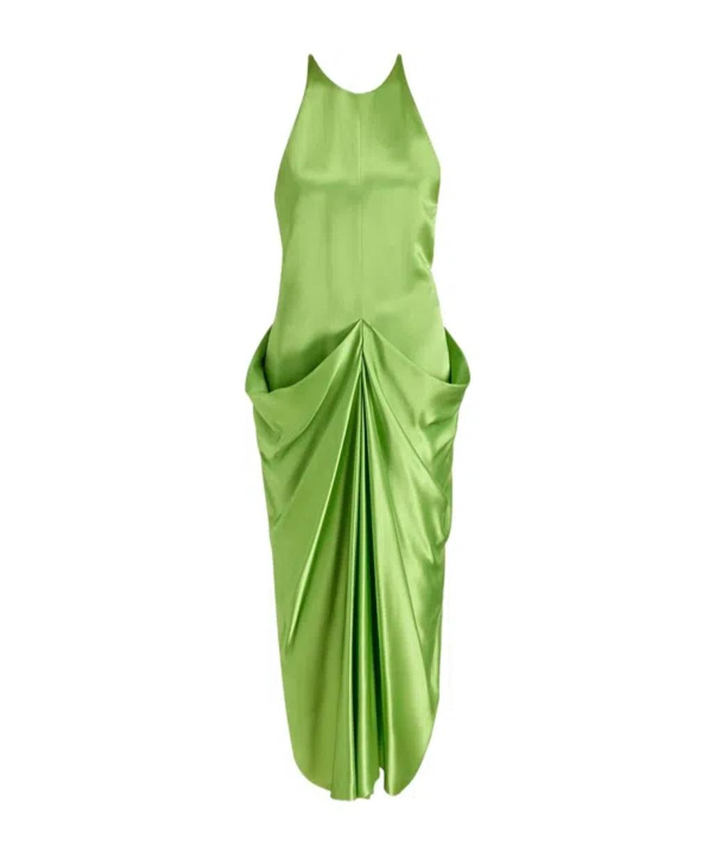 KHAITE Womens Absinthe Kent Draped Satin Maxi Dress In Green Product Image