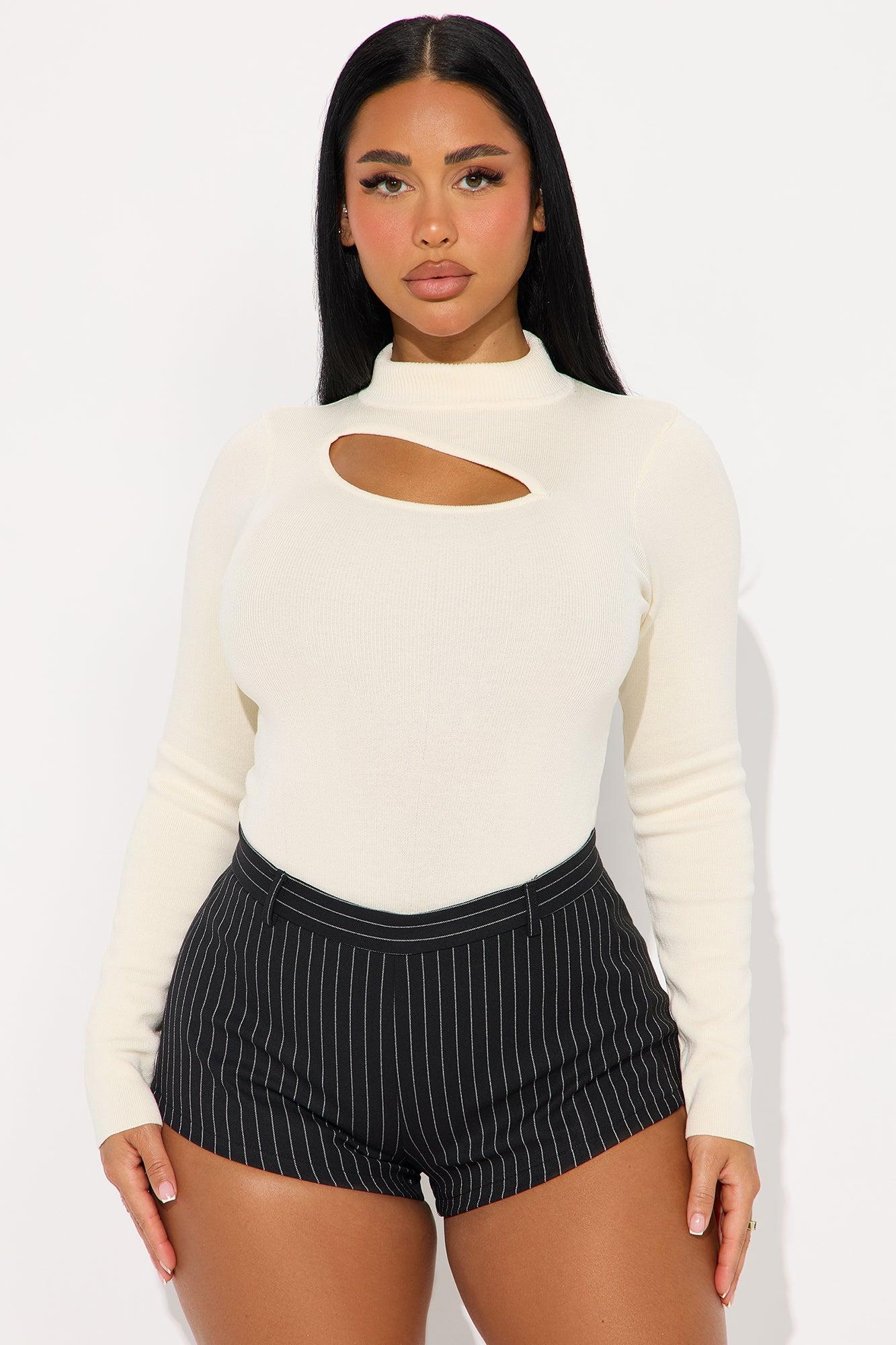 Cut Out And Play Sweater Bodysuit - Cream Female Product Image