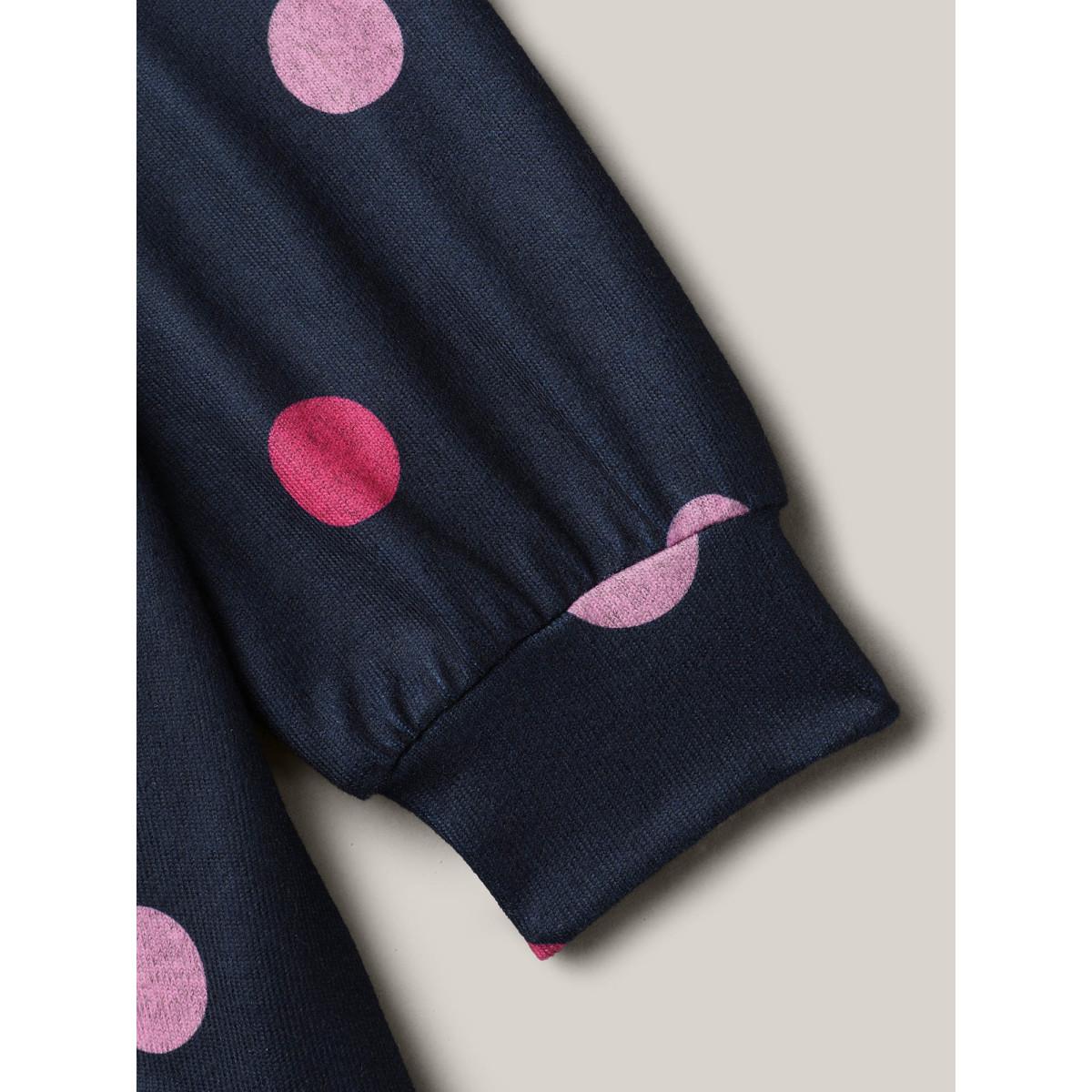 Plus Size Polka Dots Round Neck Fitted Sweatshirt Women Midnight Casual Contrast Round Neck Everyday Sweatshirts BloomChic 30/6X Product Image