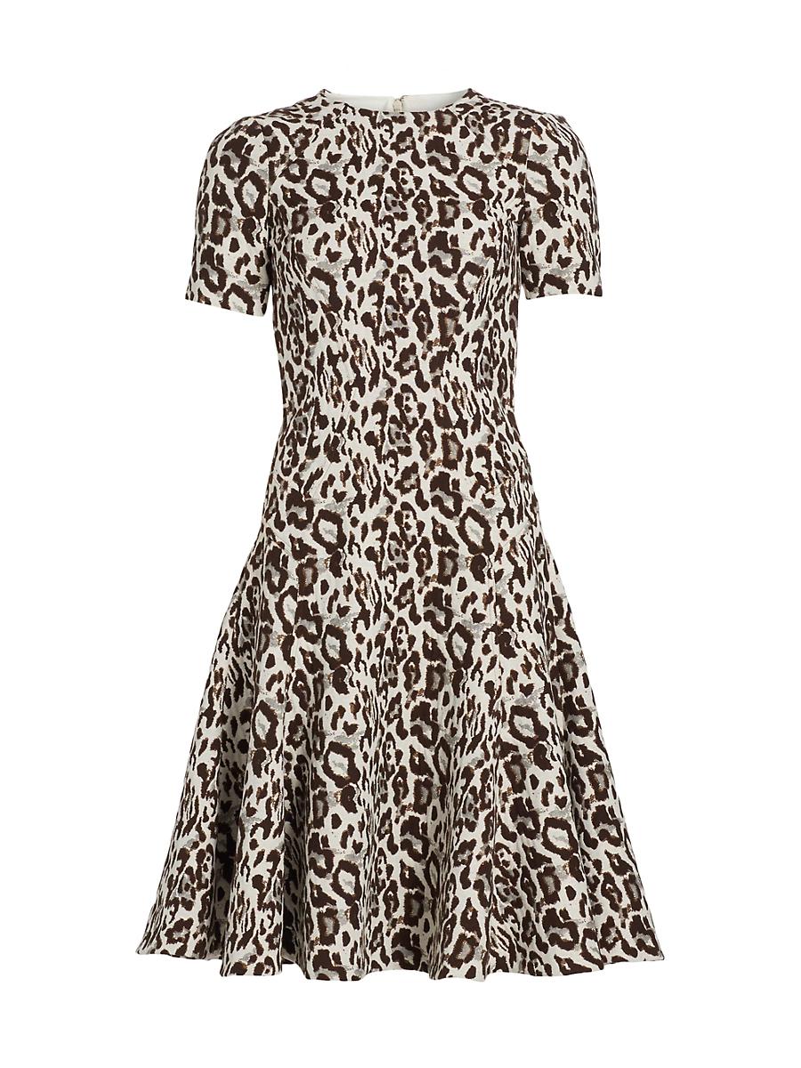 Womens Leopard Jacquard Fit & Flare Dress Product Image