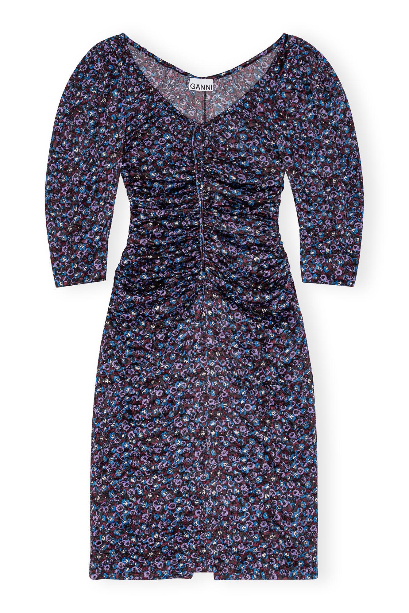 Floral Crinkled Satin U-neck Midi Dress Product Image