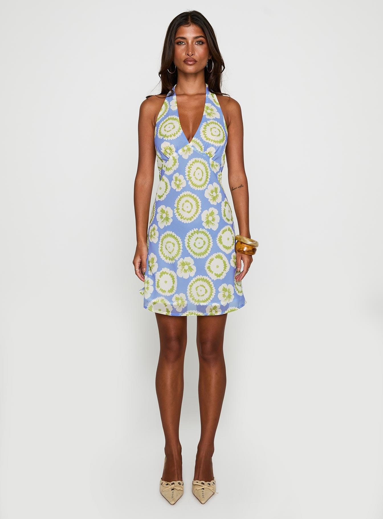 Neelia Mini Dress Blue / Yellow Product Image