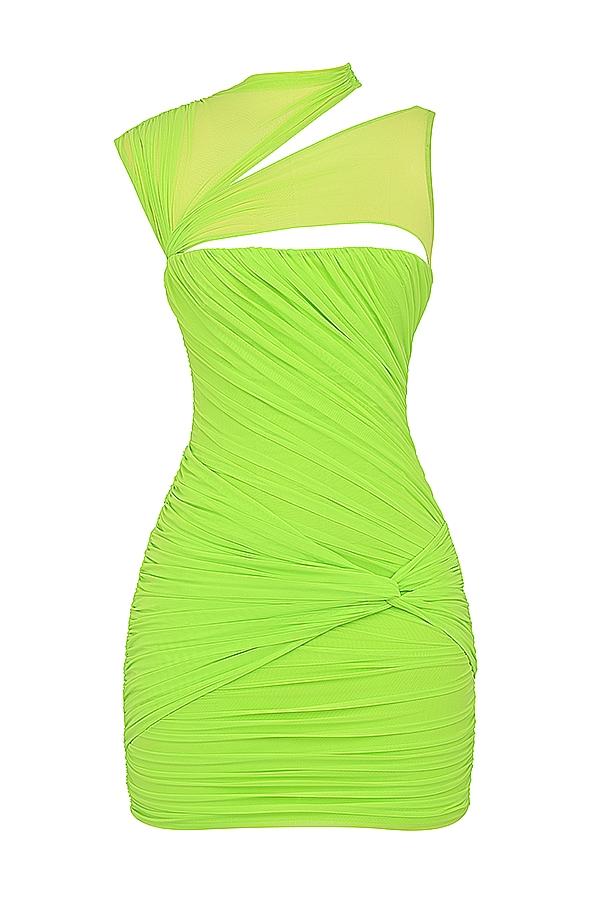 Adrie  neon green gathered mini dress Product Image