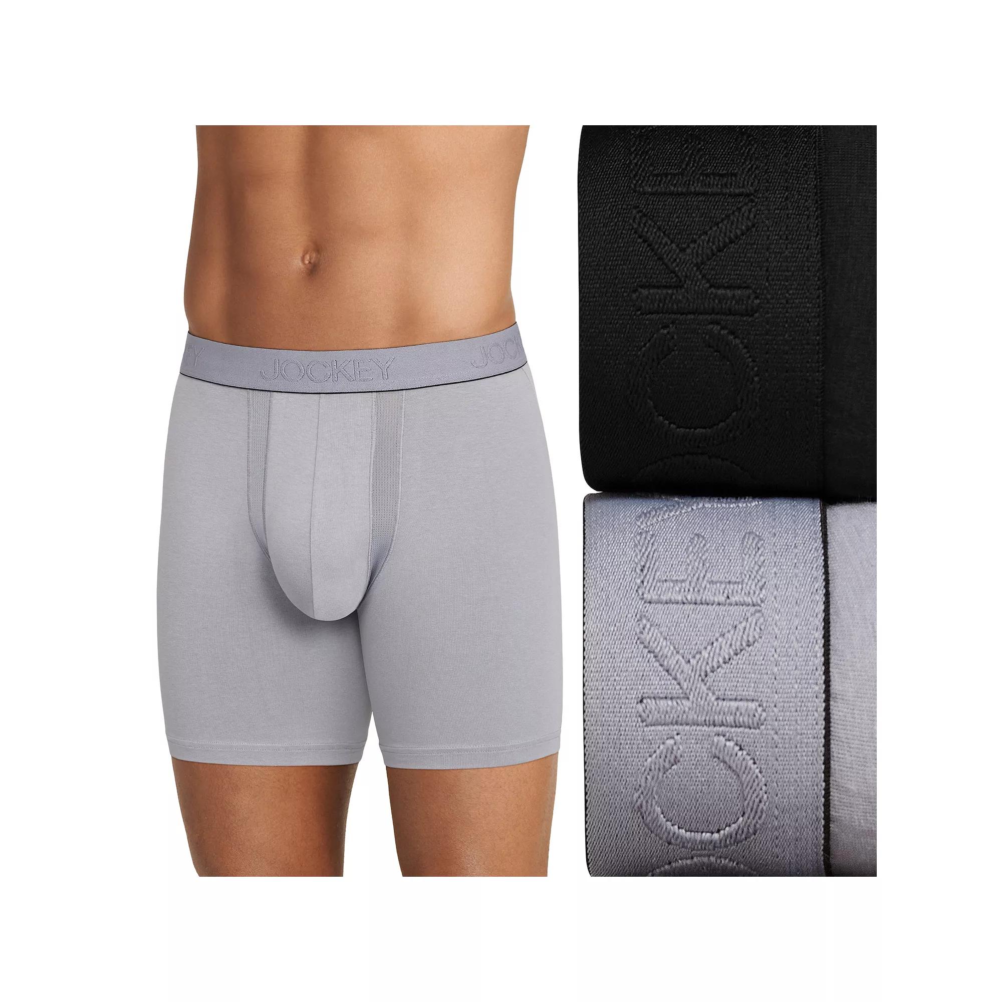 Big & Tall Jockey® 2-Pack Big Man Chafe Proof Pouch Cotton Stretch 6" Boxer Brief, Men's,  Product Image