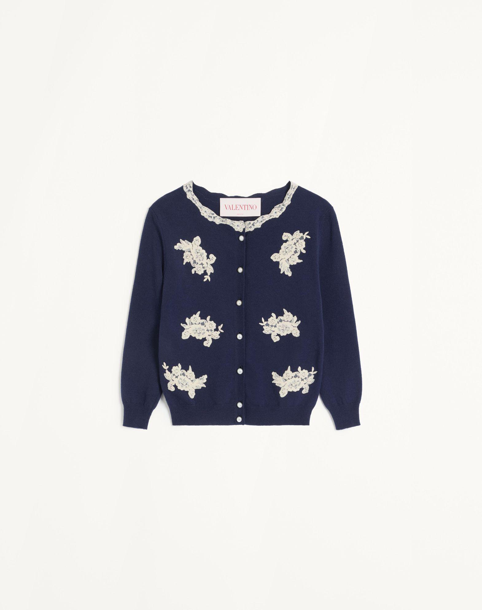 Embroidered Cardigan With Lace Inserts Product Image