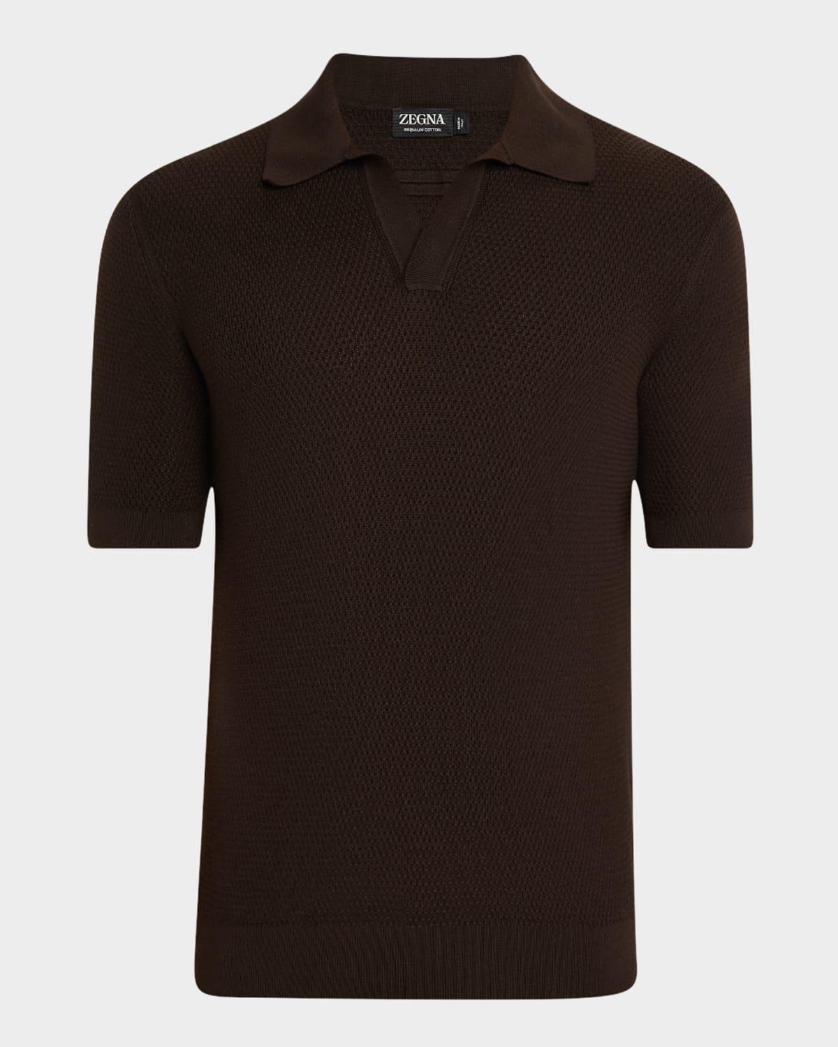 Men's Textured Johnny Collar Short-Sleeve Polo Sweater Product Image