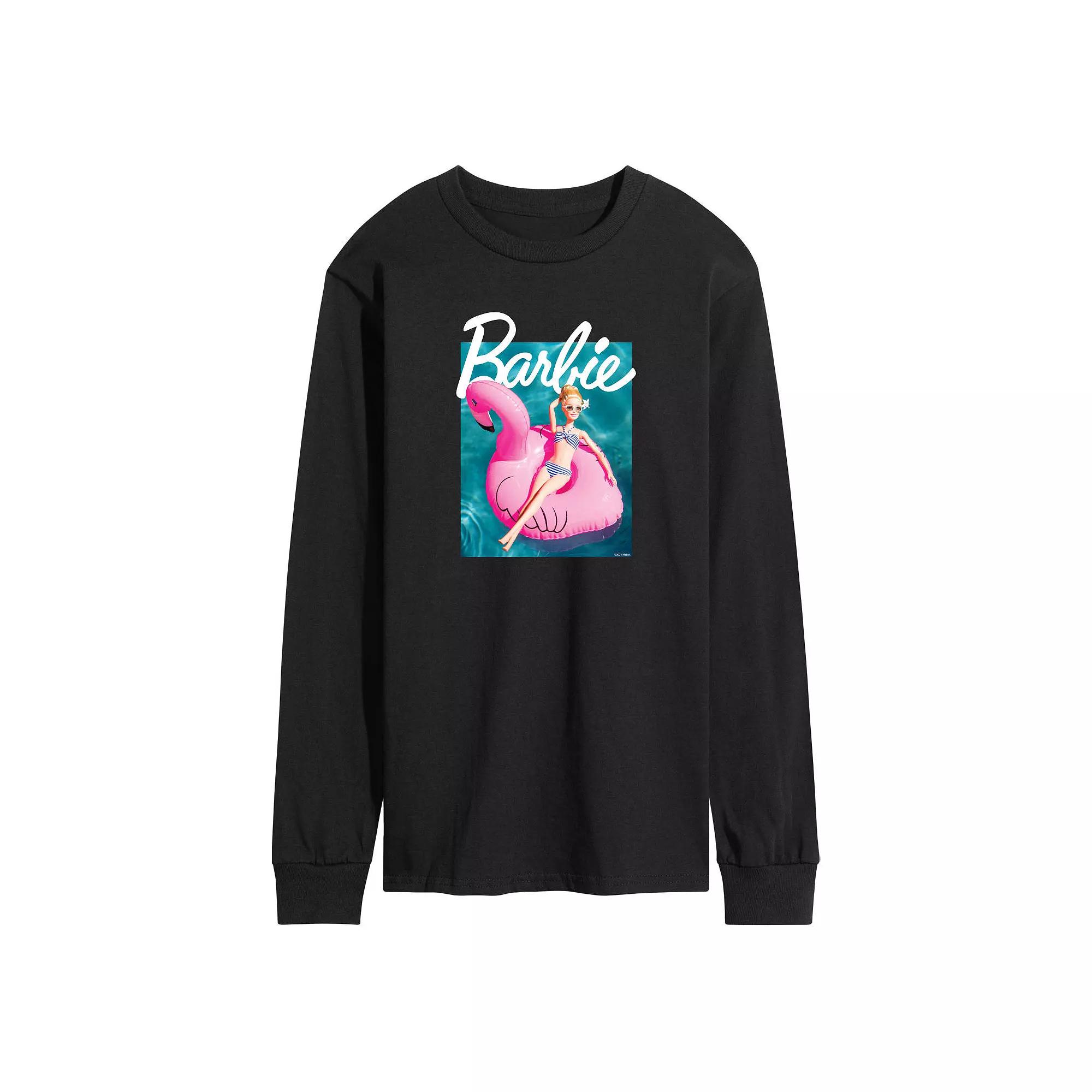 Men's Barbie® Pool Flamingo Long Sleeve Graphic Tee,  Product Image