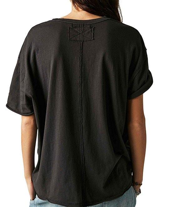 Free People Nina Short Sleeve Raw Edge Crew Neck Boxy Tee Shirt Product Image