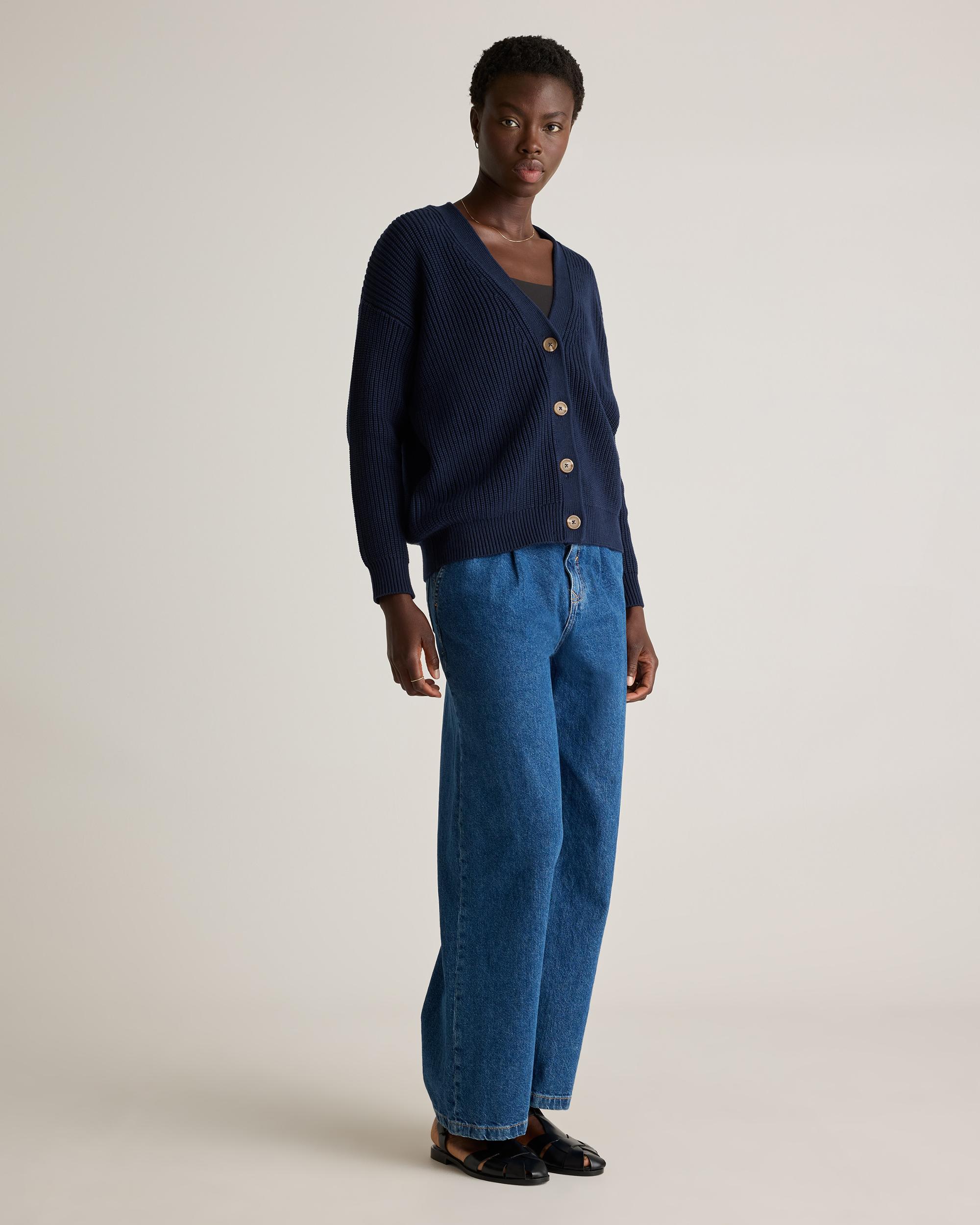 Quince | Women's OverSized Boyfriend Cardigan Sweater Size XL, Organic Cotton Product Image