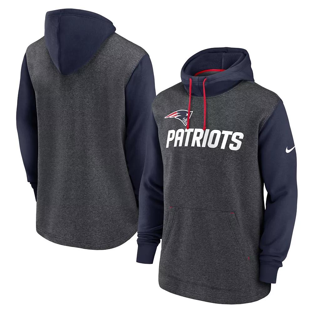 Men's Nike Heathered Charcoal/Navy New England Patriots Surrey Legacy Pullover Hoodie,  Product Image