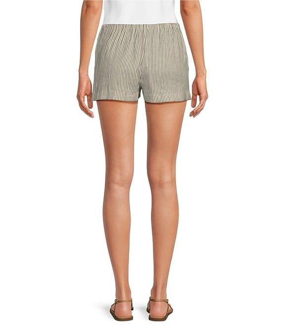Gianni Bini Renee Stripe Print Linen Drawstring Shorts Product Image