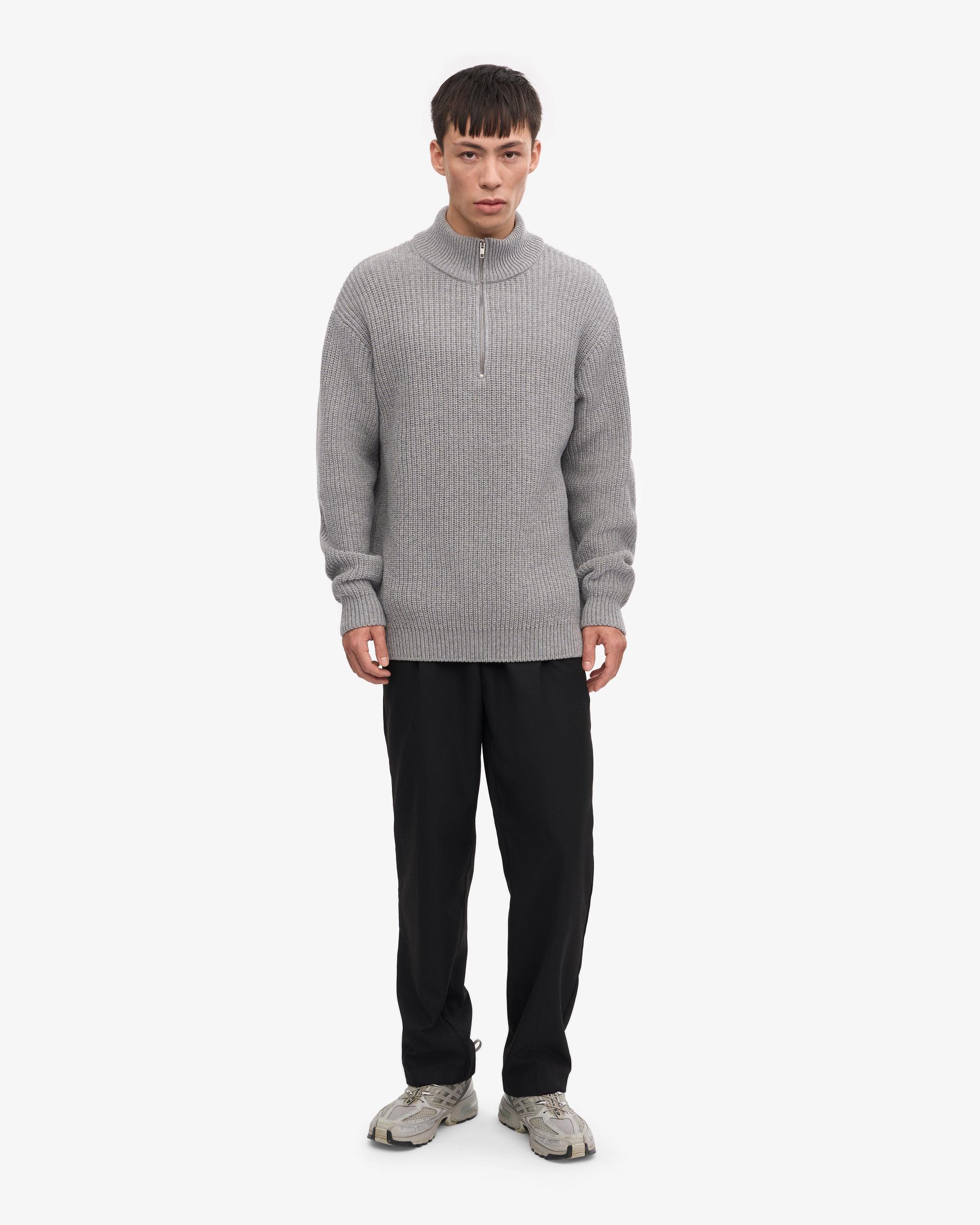 Merino Quarter Zip - Heather Grey Product Image