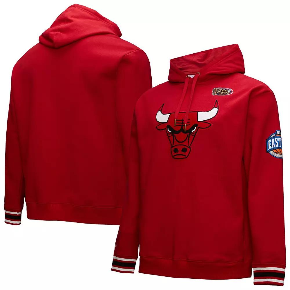 Men's Mitchell & Ness Red Chicago Bulls Hardwood Classics Chainstitch Vintage Heavyweight Pullover Hoodie,  Product Image