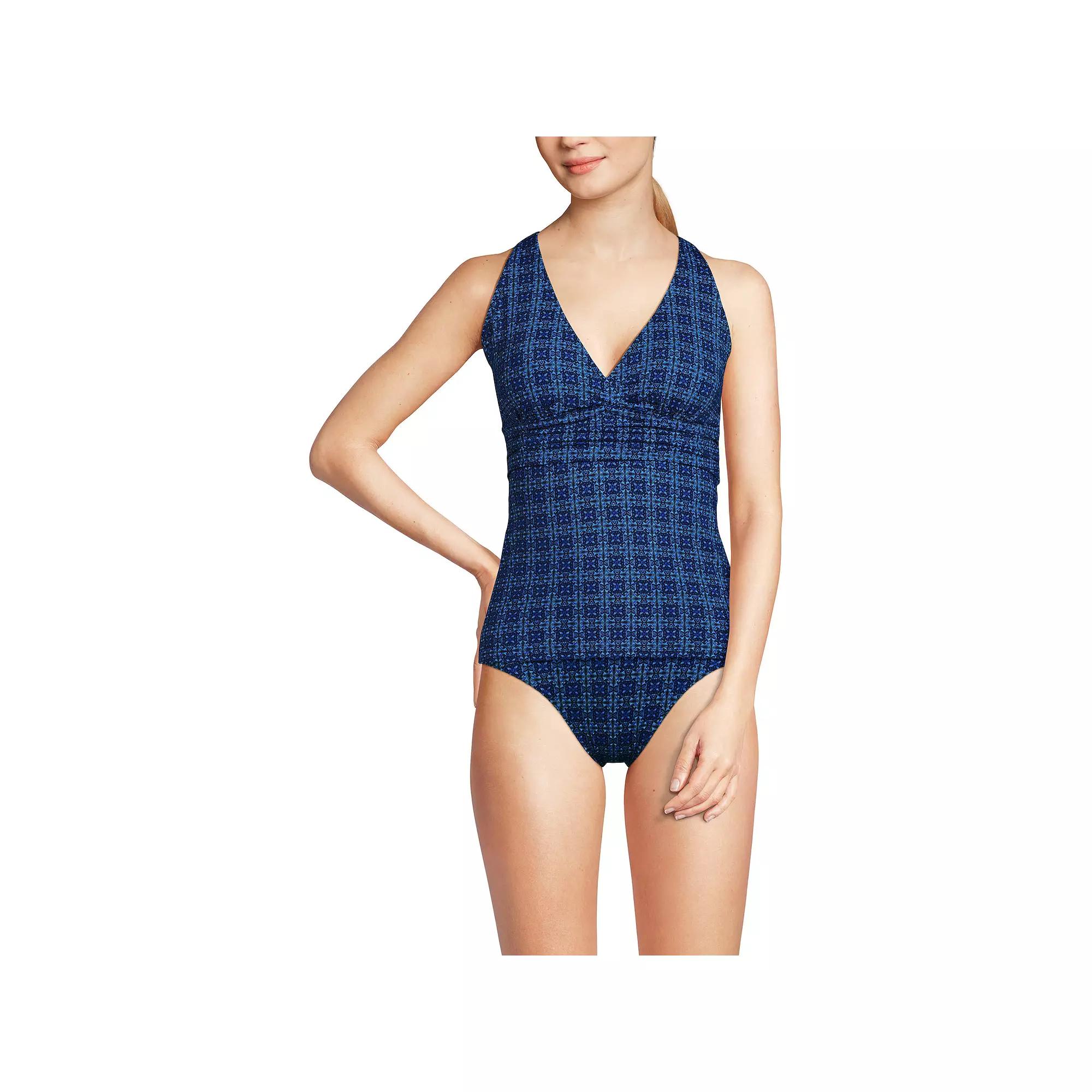 Women's Lands' End V-Neck Plunge X-Back Tankini Top,  Product Image