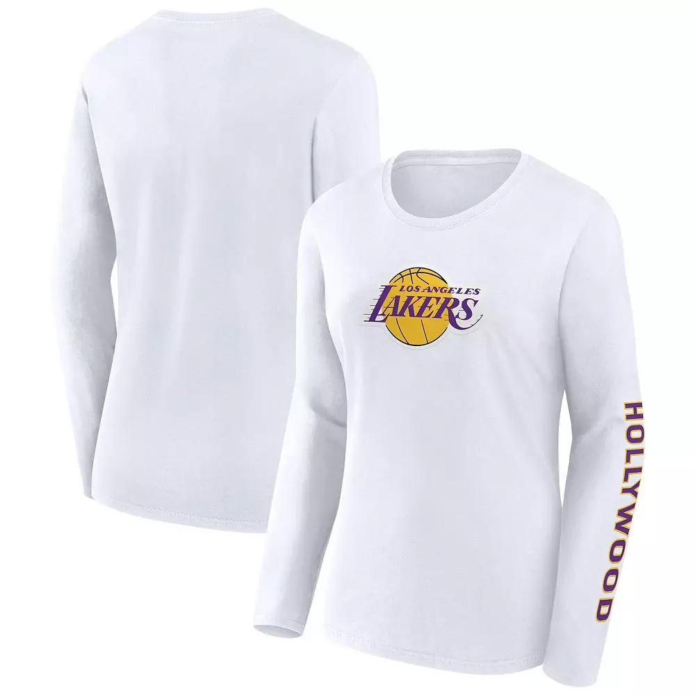 Women's Fanatics White Los Angeles Lakers Long Sleeve T-Shirt,  Product Image