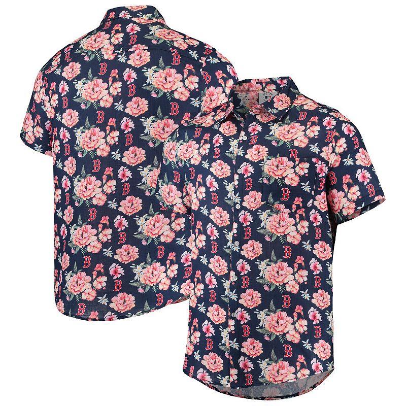 Men's FOCO Navy Boston Red Sox Floral Linen Button-Up Shirt,  Product Image