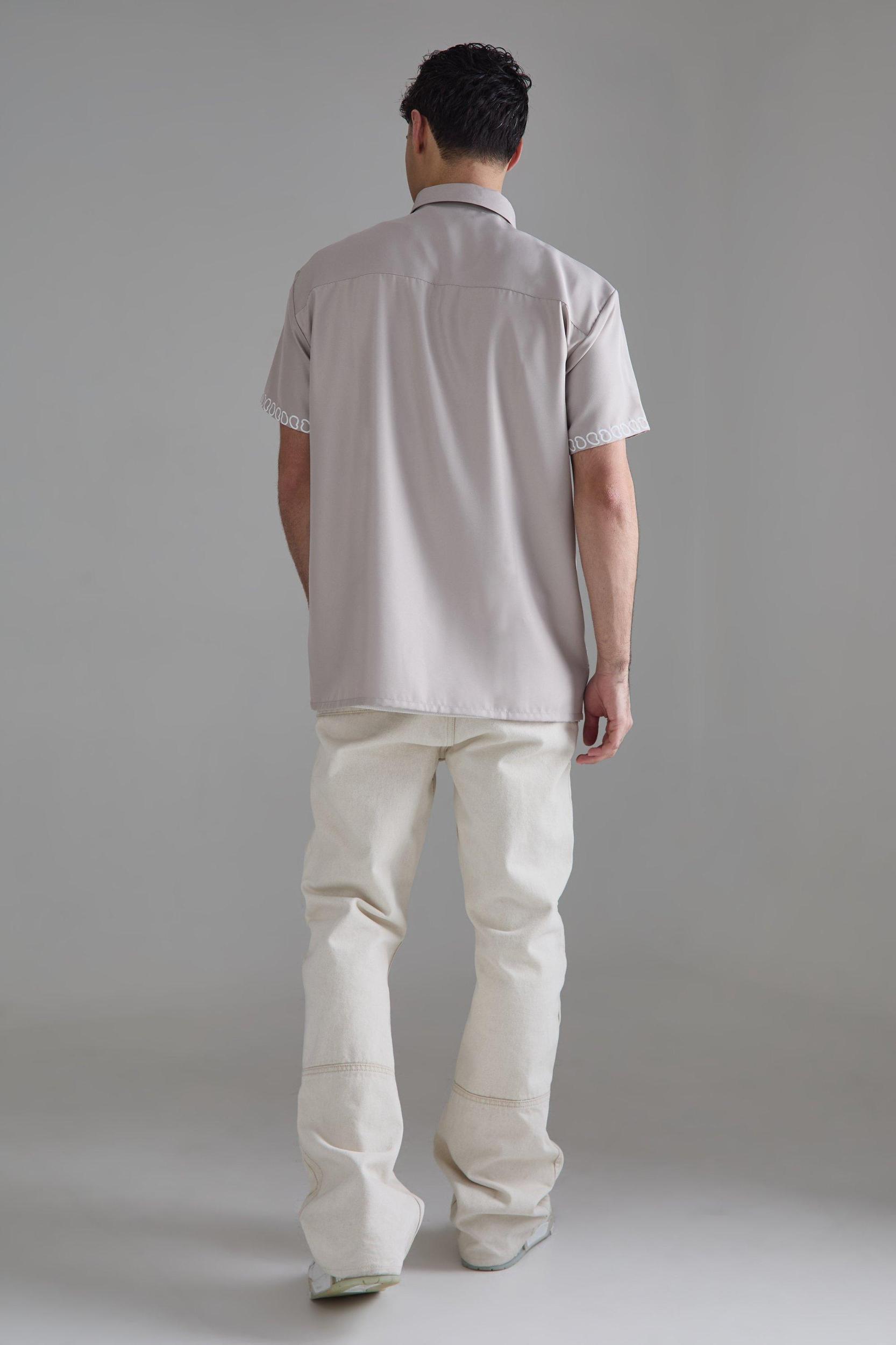 Oversized Soft Twill Printed Hem Shirt | boohooMAN USA Product Image