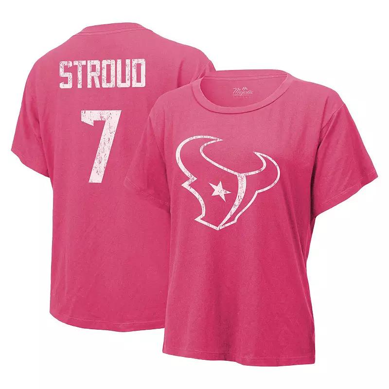 Women's Majestic Threads C.J. Stroud Pink Houston Texans Name & Number T-Shirt,  Product Image