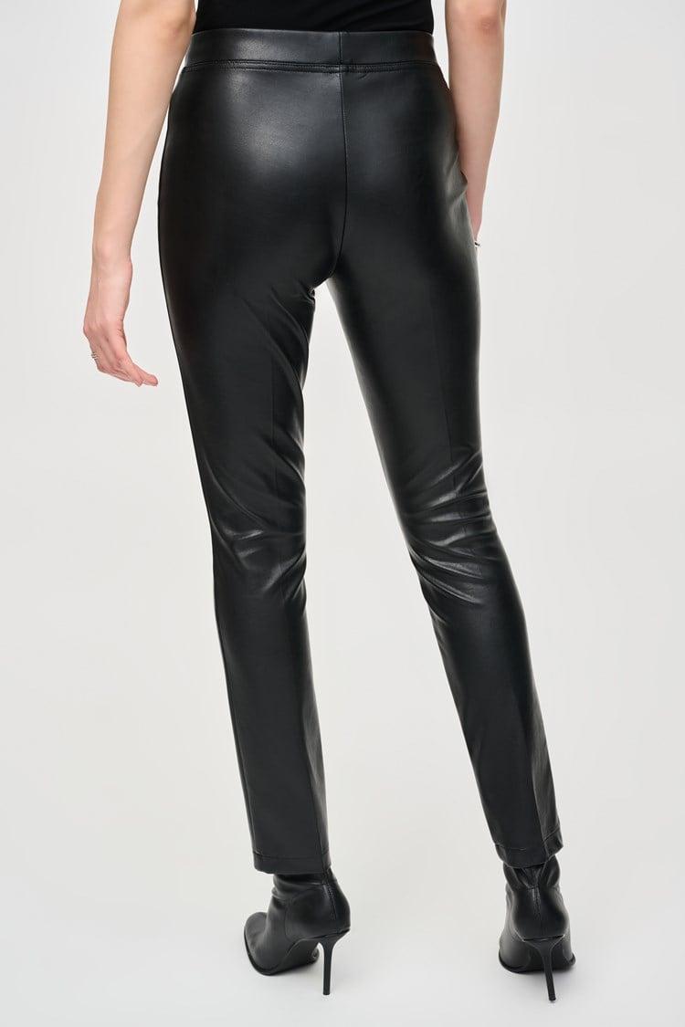 Bonded Leatherette Slim Fit Pants- Black Product Image