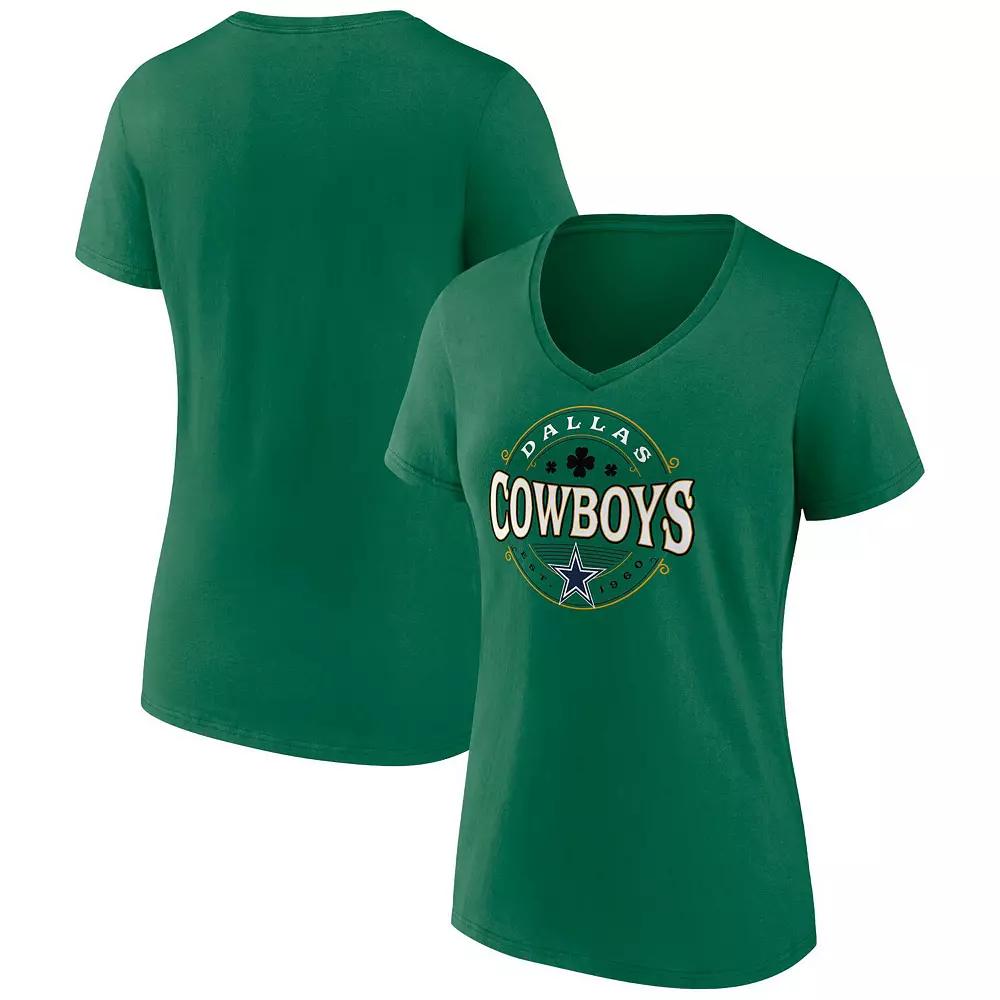 Women's Fanatics Green Dallas Cowboys Lucky Celtic V-Neck T-Shirt,  Product Image