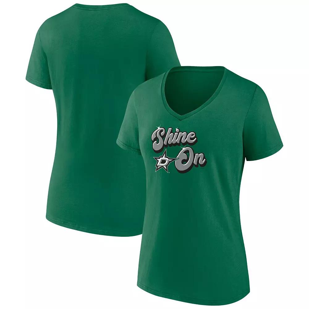 Women's Fanatics Kelly Green Dallas Stars Iconic V-Neck T-Shirt,  Product Image