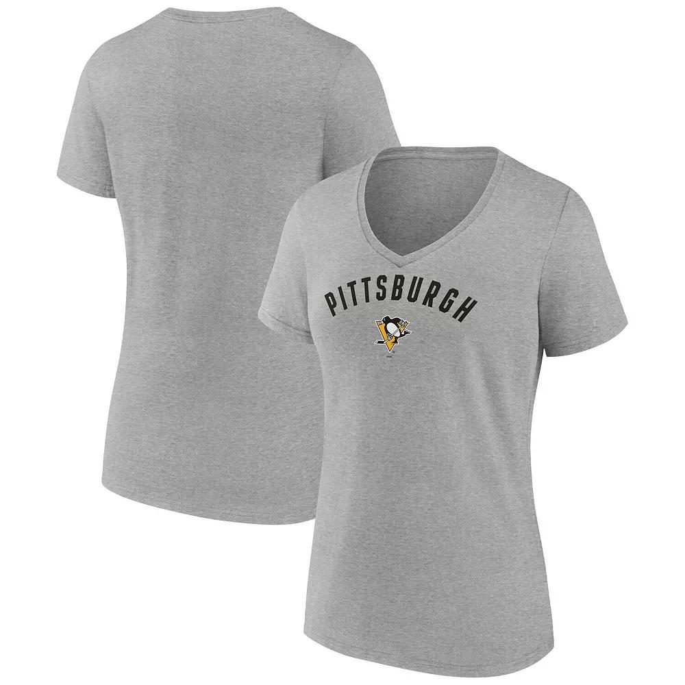 Women's Fanatics Gray Pittsburgh Penguins V-Neck T-Shirt,  Product Image