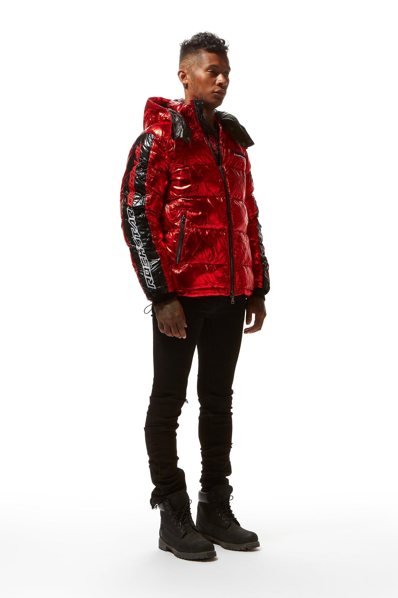 Metallic Red Alasia Puffer Jacket Male Product Image