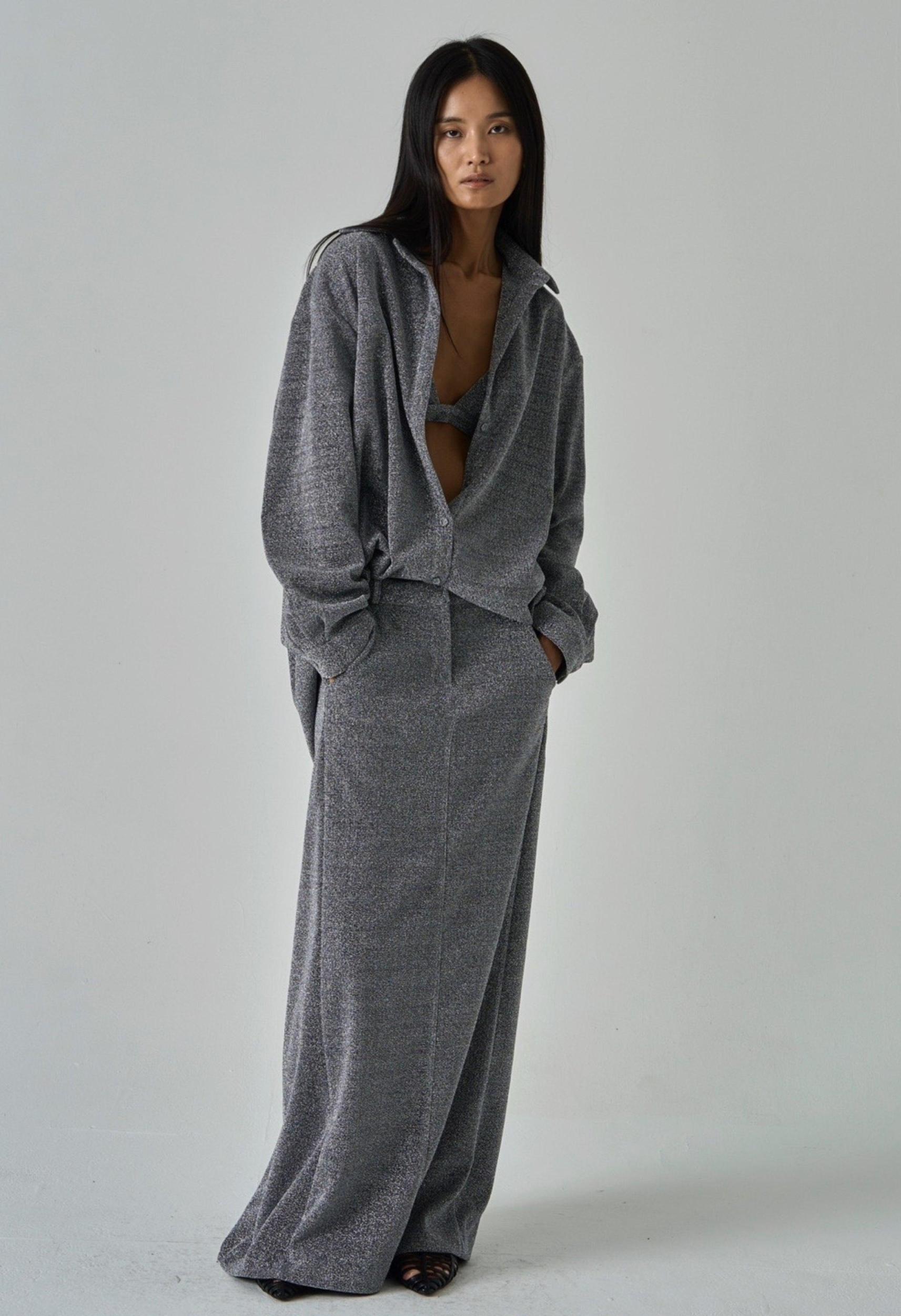 Glitsy Shirt In Silver Product Image