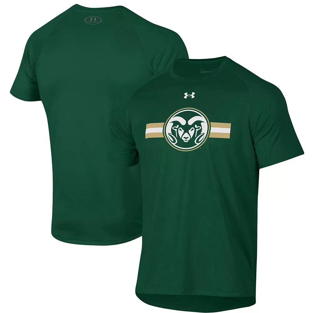 Men's Under Armour Green Colorado State Rams Logo Stripe Performance Raglan T-Shirt, Size: 2XL Product Image