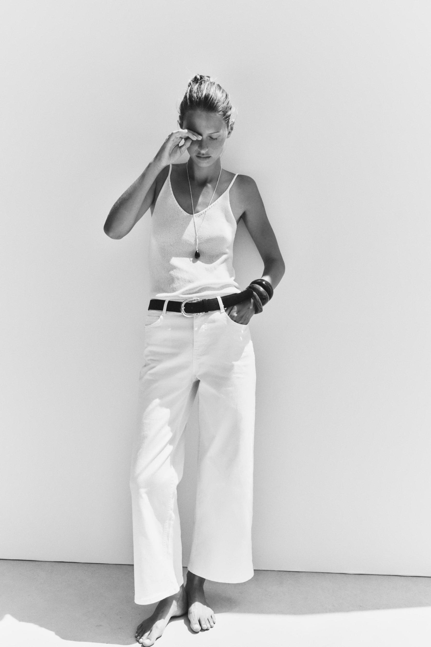 Z.10 HIGH-WAISTED BELTED CULOTTE JEANS Product Image