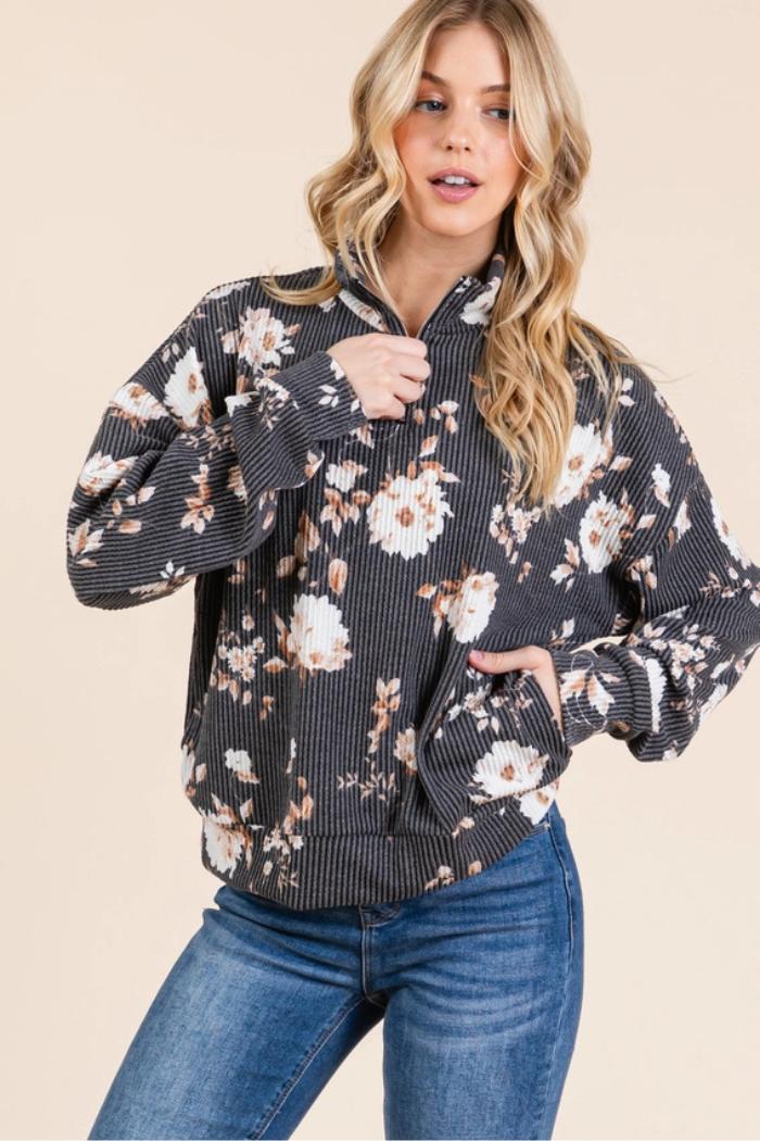 Floral 1/4 Zip Top Product Image