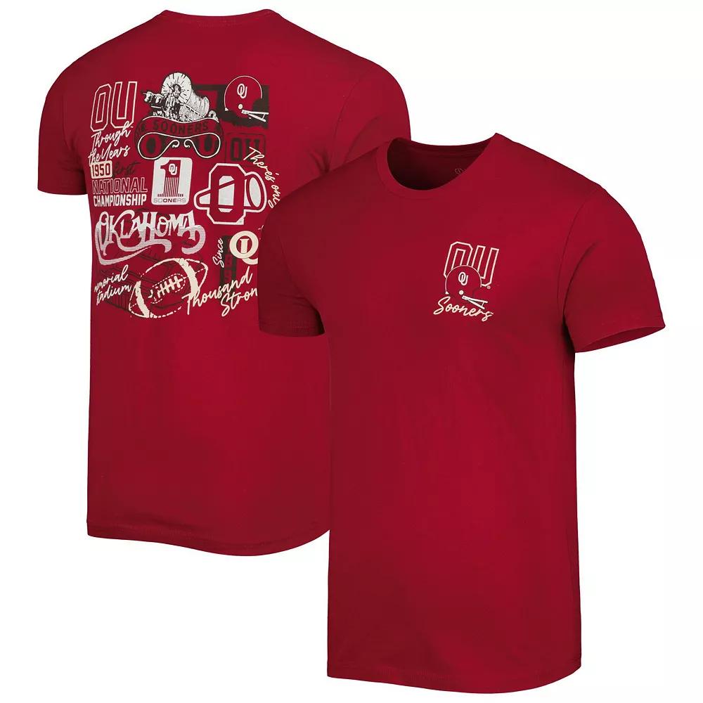 Men's Crimson Oklahoma Sooners Vintage Through the Years Two-Hit T-Shirt, Size: Large, Red Product Image