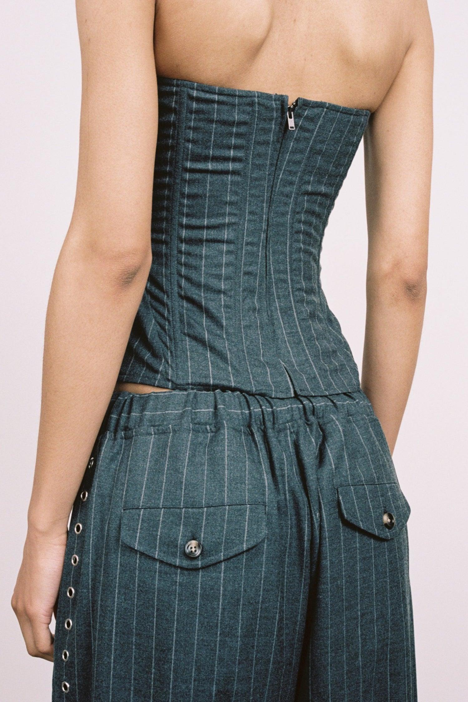 NAYA TROUSER - PINSTRIPE WOOL Product Image