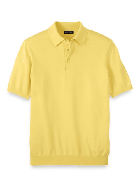 Supima Cotton Three Button Polo - Light Yellow Product Image