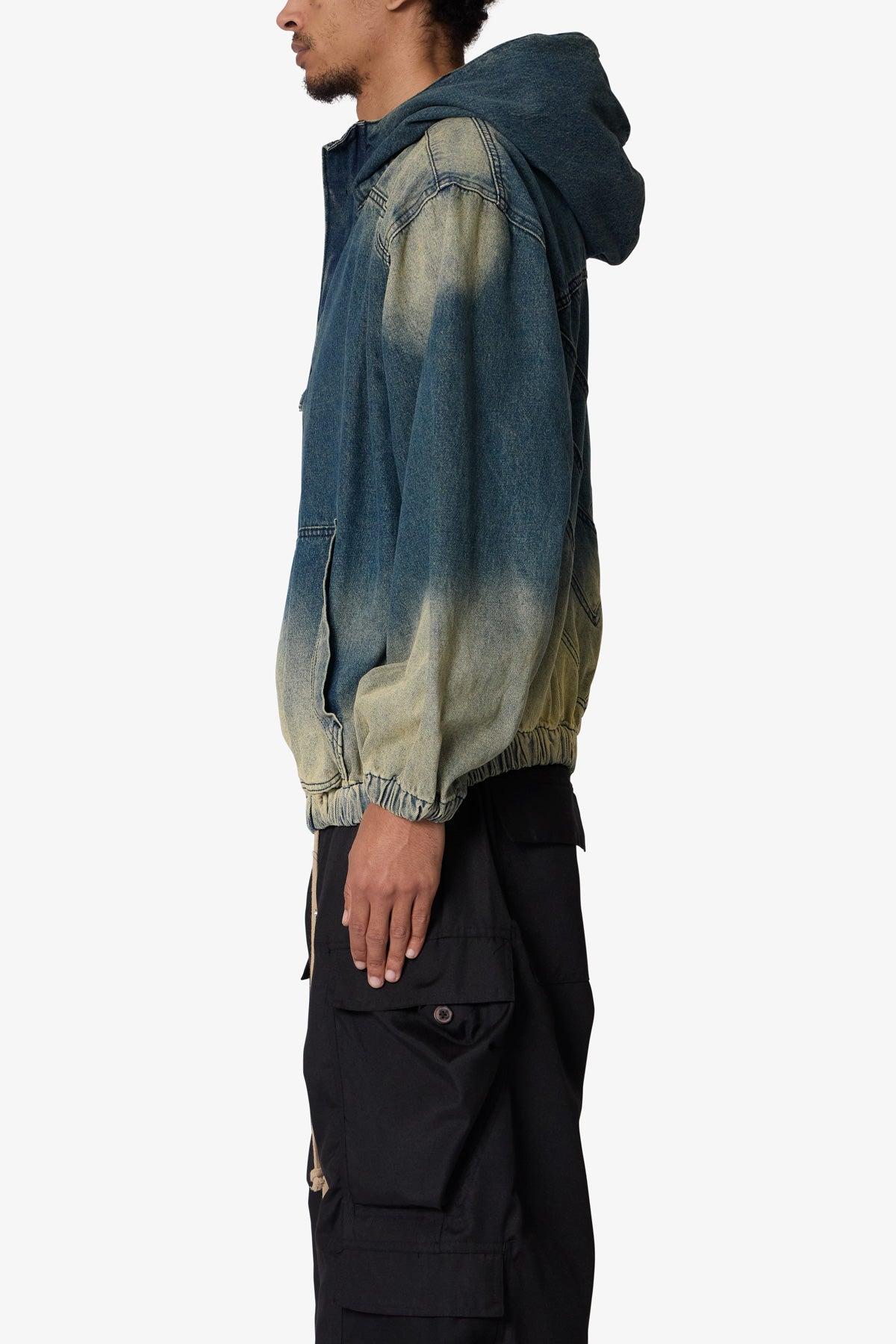 Sludge Denim Quarter Zip Jacket - Blue/Green Product Image