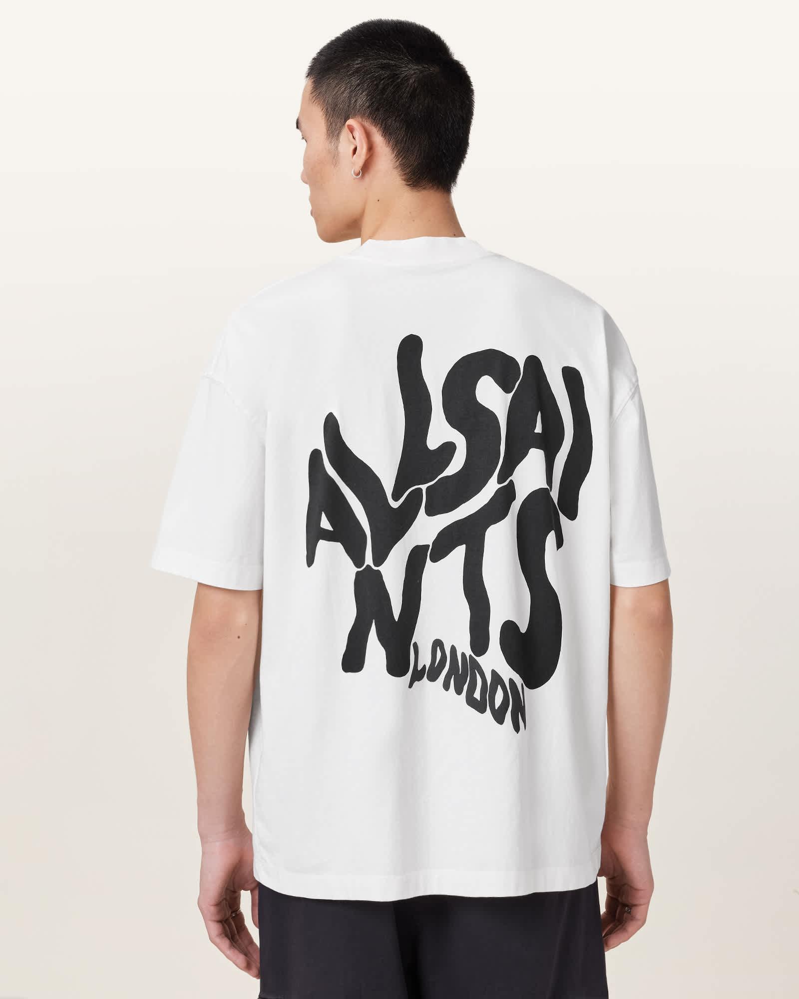 Orlando Logo Print Oversized T-Shirt ASHEN WHITE | ALLSAINTS US Product Image