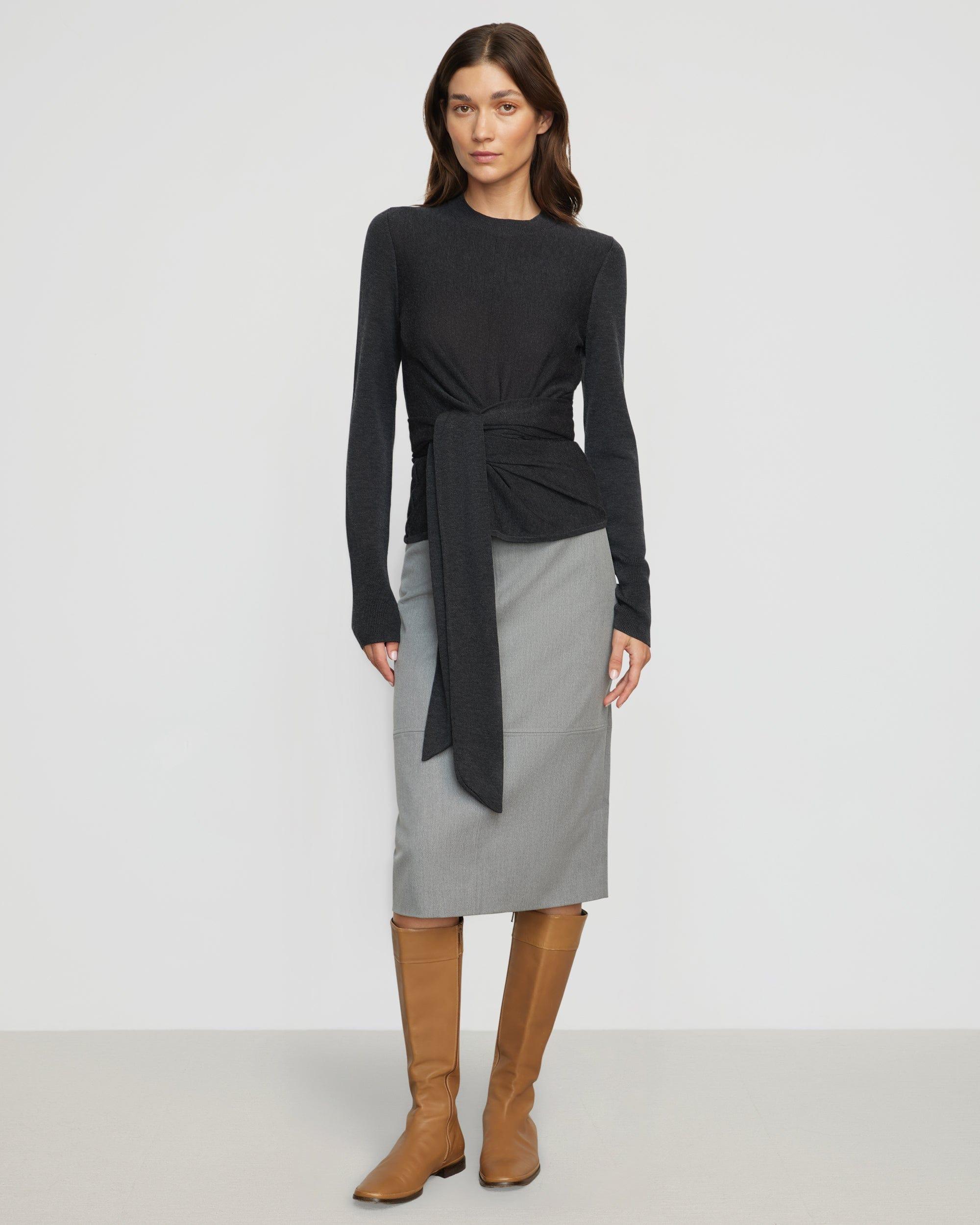 Yulia Back-Slit Suiting Skirt Product Image